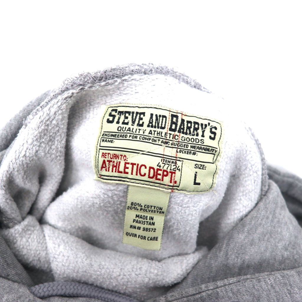 STEVE AND BARRY'S Felpa con cappuccio pesante stampa college, taglia L, colore grigio, cotone, cotone pakistano, NOTRE DAME, taglia grande