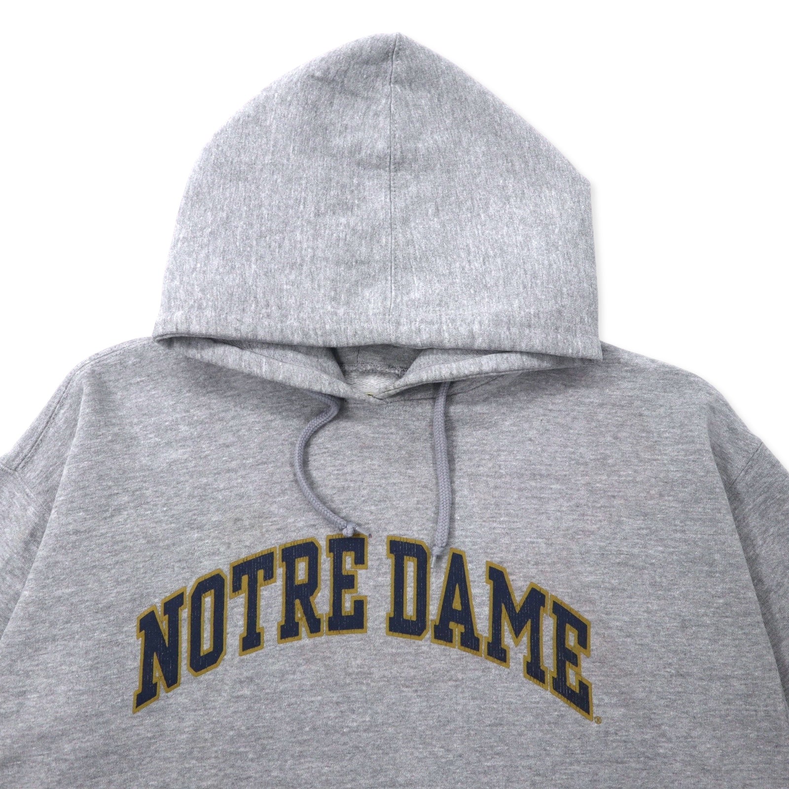 STEVE AND BARRY'S Felpa con cappuccio pesante stampa college, taglia L, colore grigio, cotone, cotone pakistano, NOTRE DAME, taglia grande