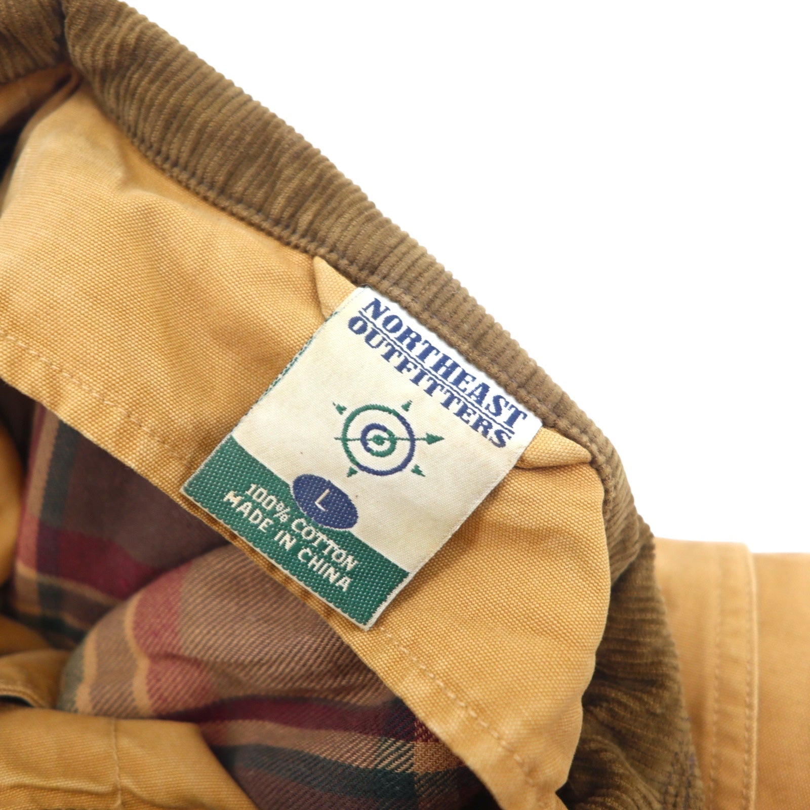 NORTHEAST OUTFITTERS Giacca da caccia Chore Coat Salopette L Beige Cotone Duck Interno sfoderabile Fodera a quadri Colletto e polsini in velluto a coste
