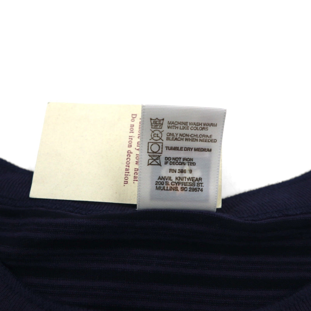 T-shirt henley a righe blu navy con cucitura singola COTTON DELUXE anni '90 di fabbricazione USA, taglia 2XL, marca BRANSON, nuova con cartellino.