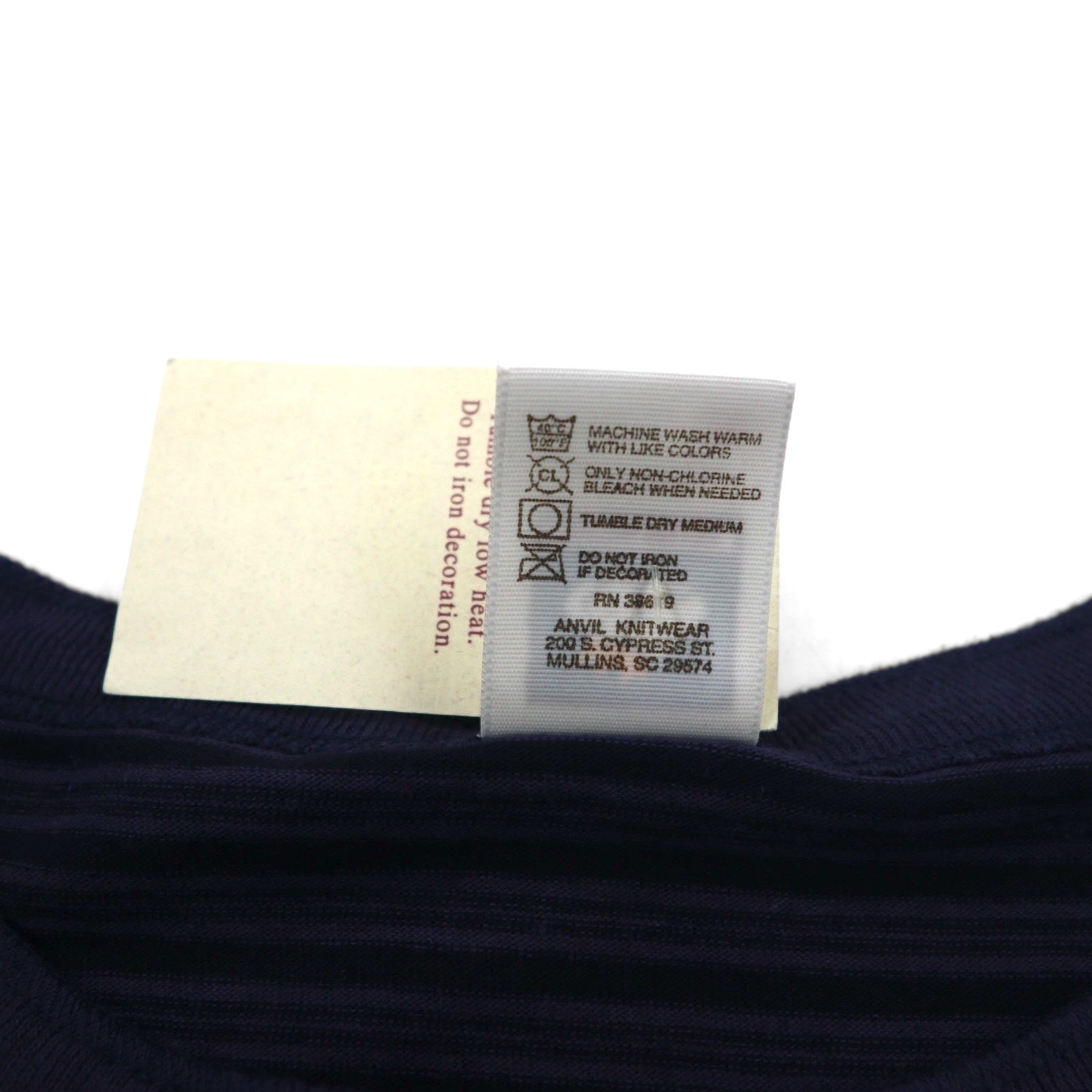T-shirt henley a righe blu navy con cucitura singola COTTON DELUXE anni '90 di fabbricazione USA, taglia 2XL, marca BRANSON, nuova con cartellino.