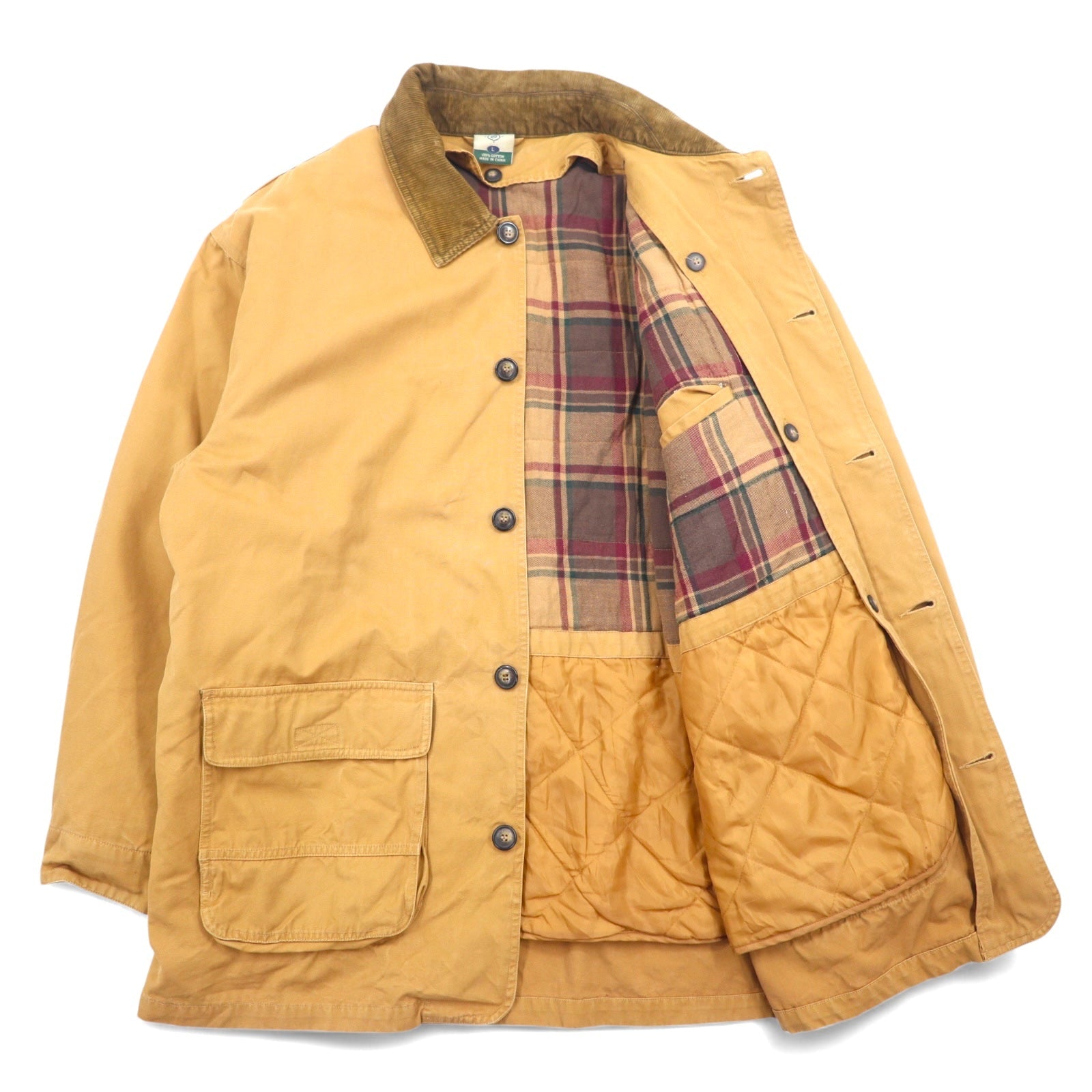 NORTHEAST OUTFITTERS Giacca da caccia Chore Coat Salopette L Beige Cotone Duck Interno sfoderabile Fodera a quadri Colletto e polsini in velluto a coste