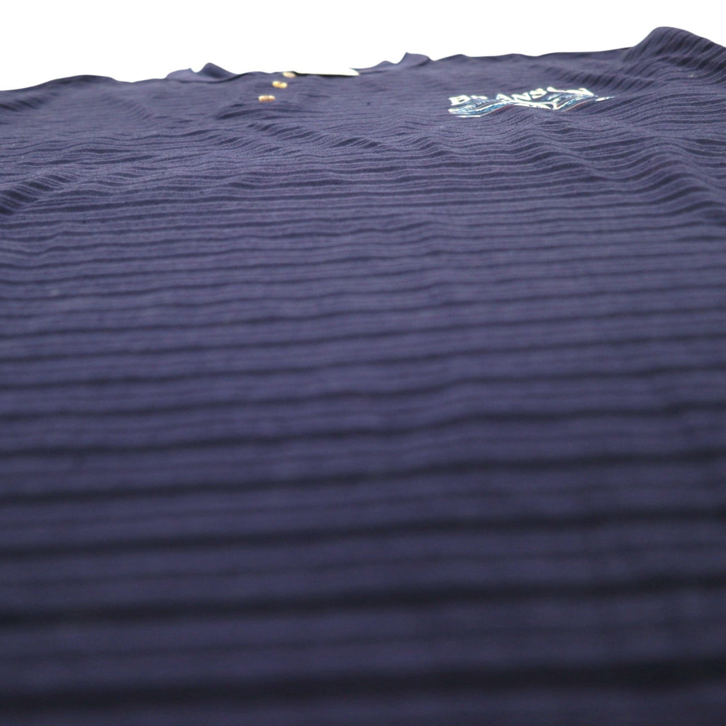 T-shirt henley a righe blu navy con cucitura singola COTTON DELUXE anni '90 di fabbricazione USA, taglia 2XL, marca BRANSON, nuova con cartellino.