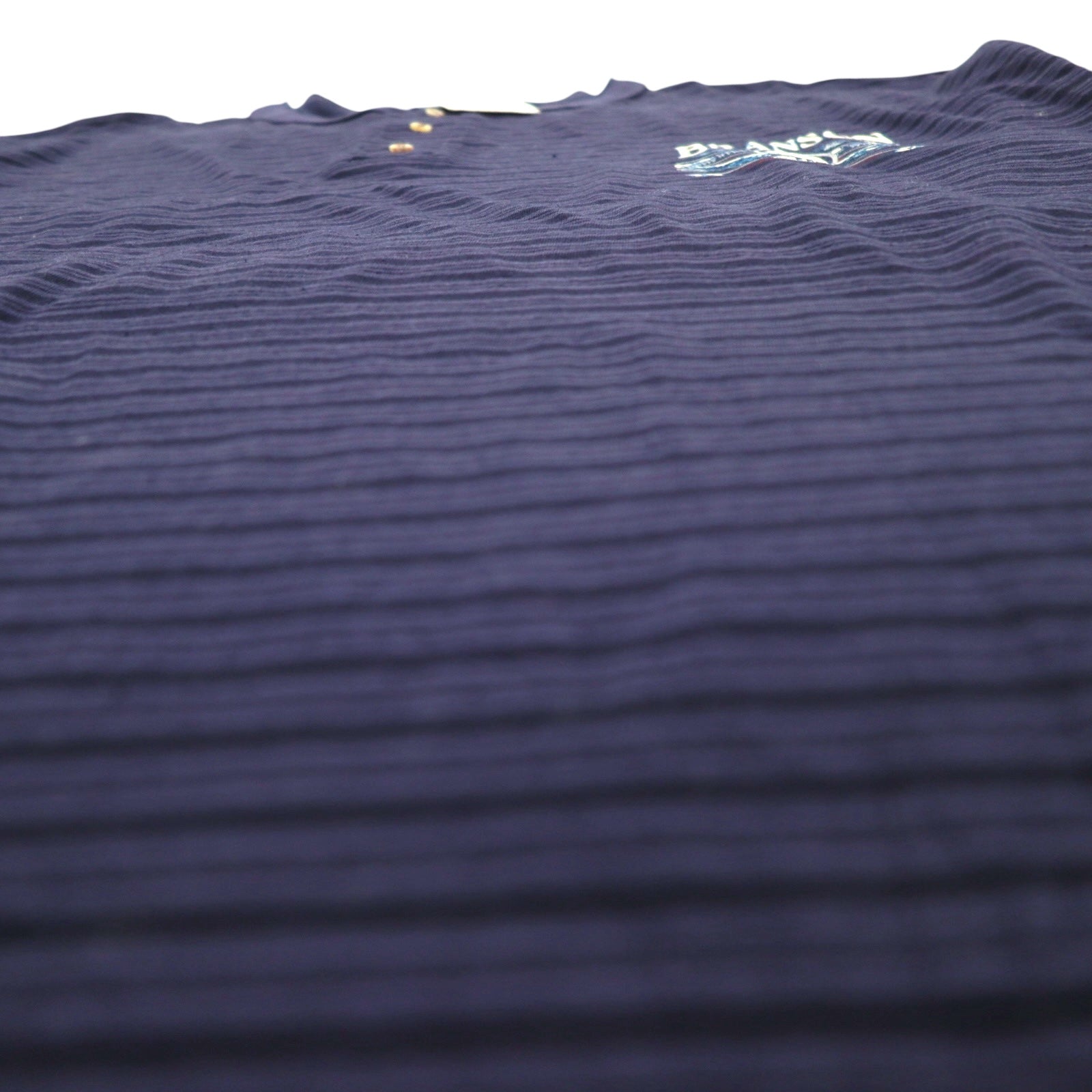T-shirt henley a righe blu navy con cucitura singola COTTON DELUXE anni '90 di fabbricazione USA, taglia 2XL, marca BRANSON, nuova con cartellino.