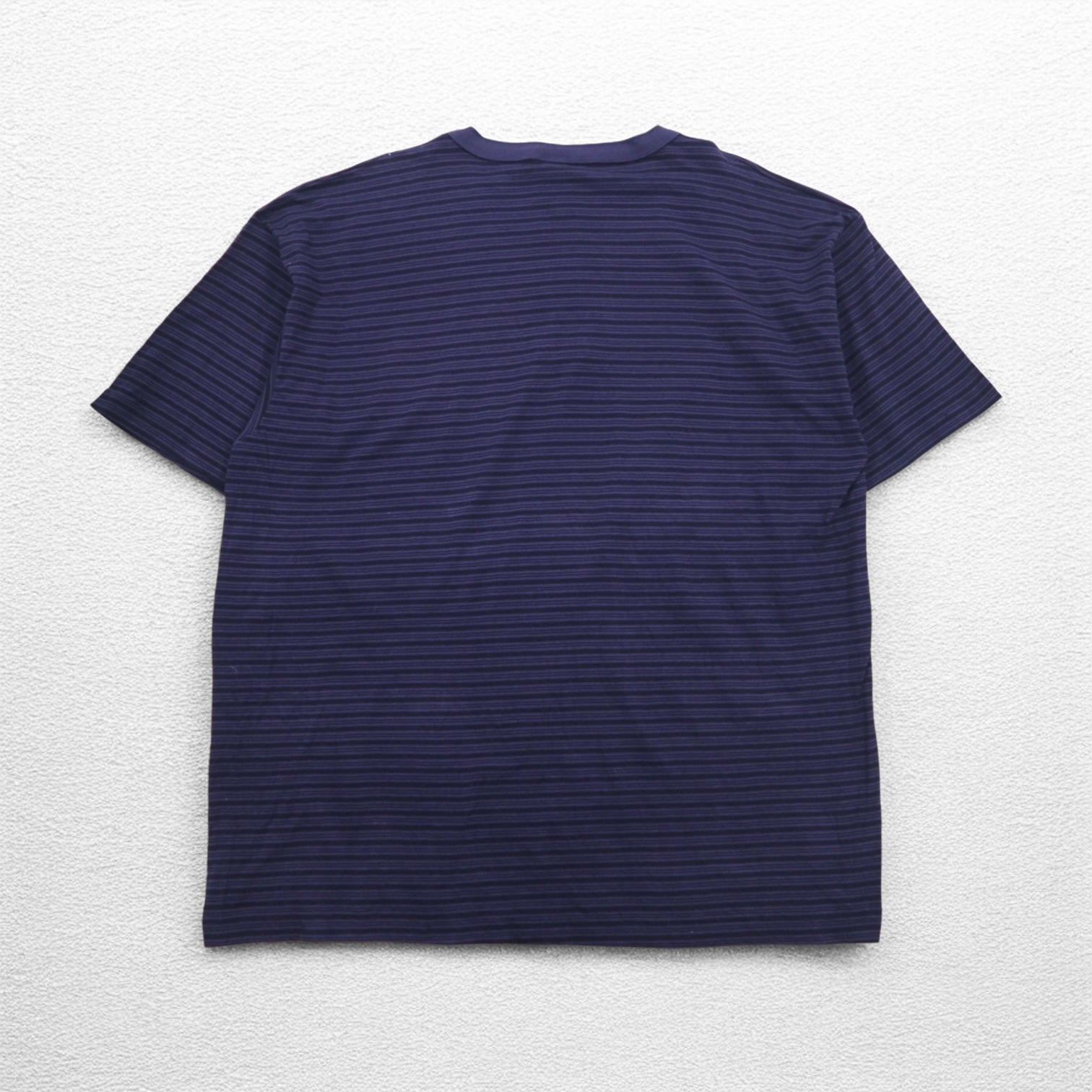 T-shirt henley a righe blu navy con cucitura singola COTTON DELUXE anni '90 di fabbricazione USA, taglia 2XL, marca BRANSON, nuova con cartellino.