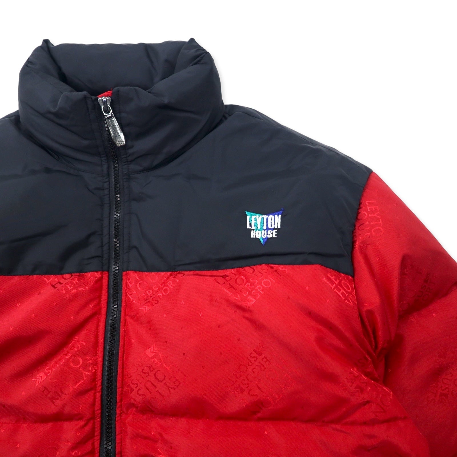 LEYTON HOUSE VERSUS SPORTS Piumino Anni '90 M Rosso Poliestere Stampa logo all-over Ricamo logo singolo