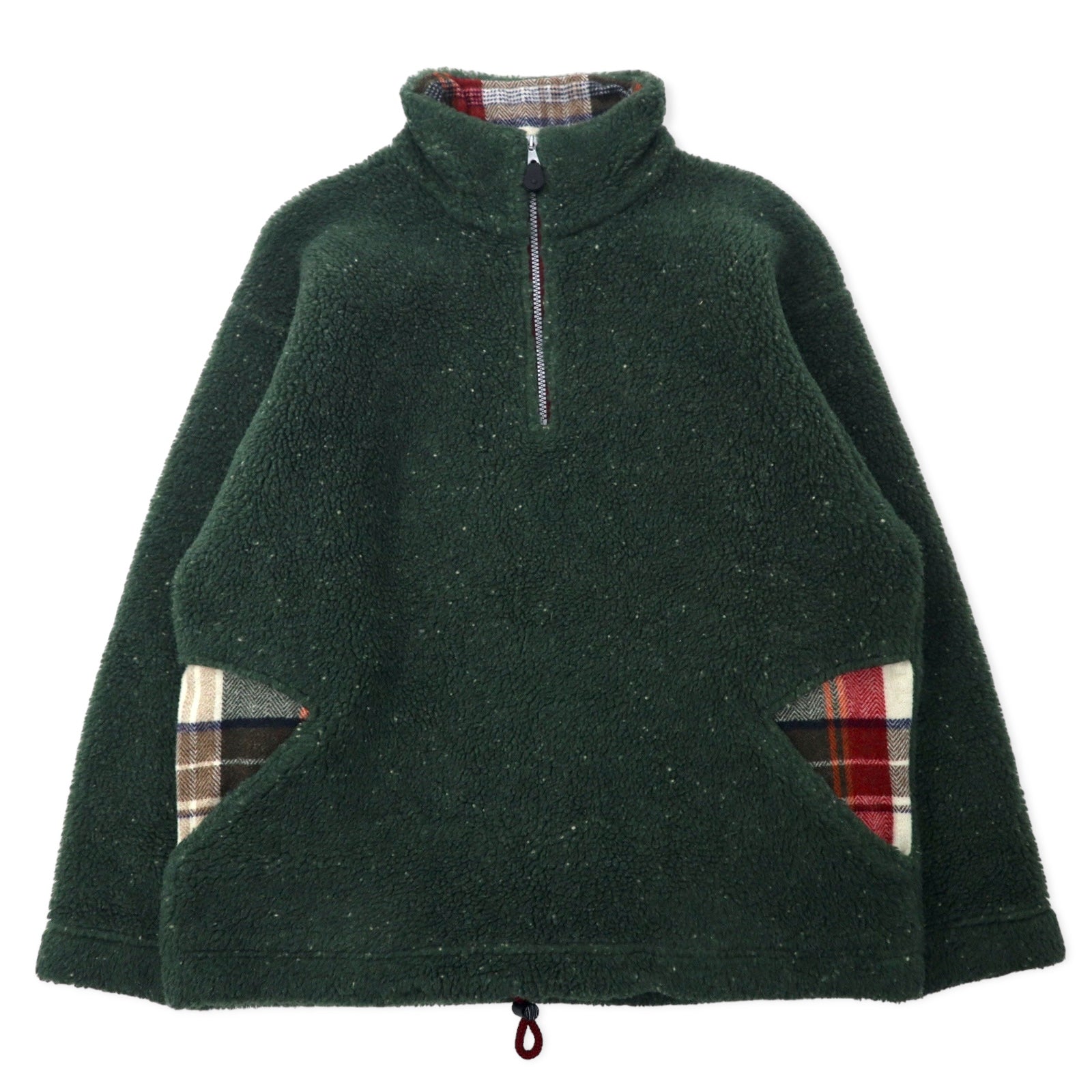 HUNTING WORLD Giacca in pile teddy con mezza zip Made in Italy S kaki poliestere ricamo logo sul retro