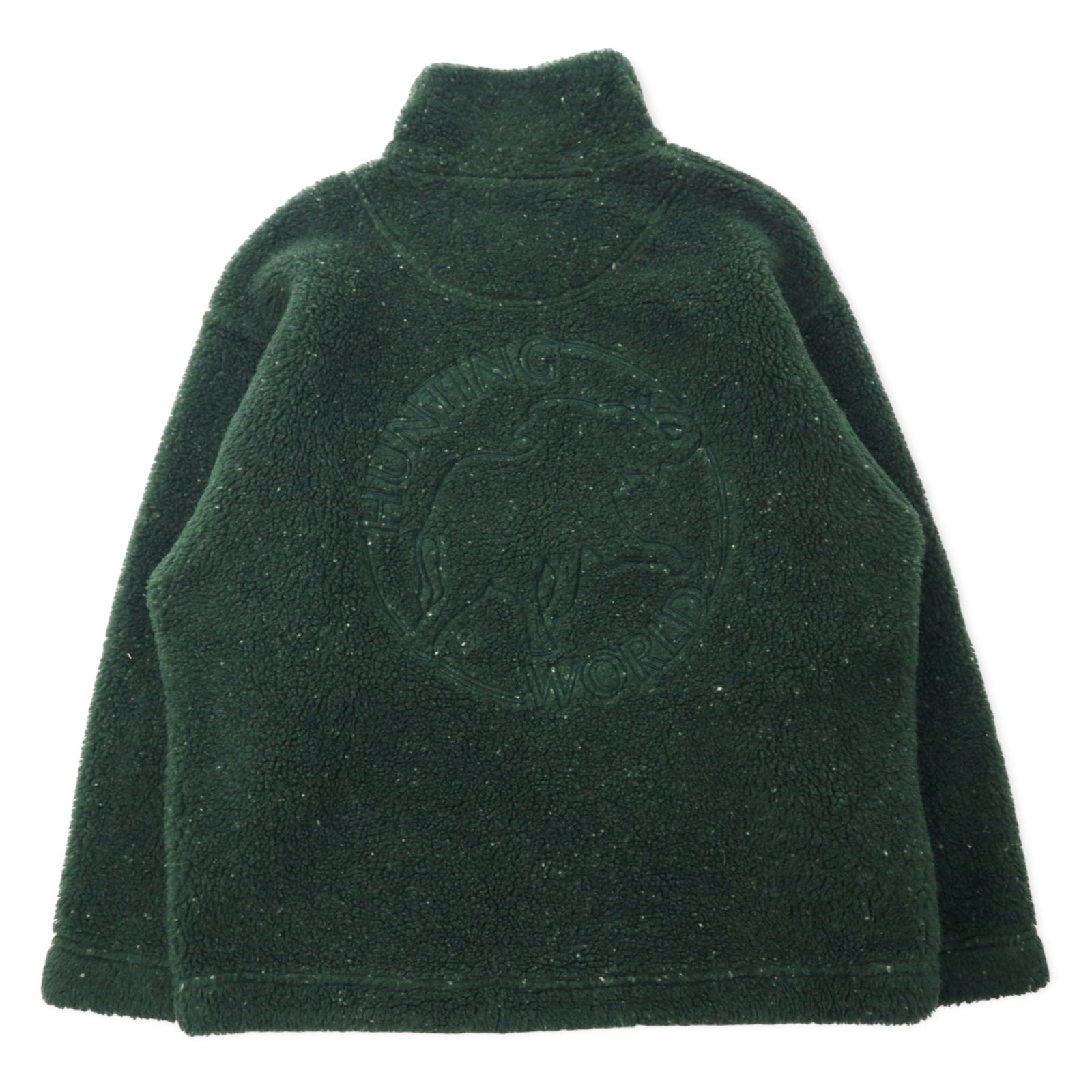 HUNTING WORLD Giacca in pile teddy con mezza zip Made in Italy S kaki poliestere ricamo logo sul retro