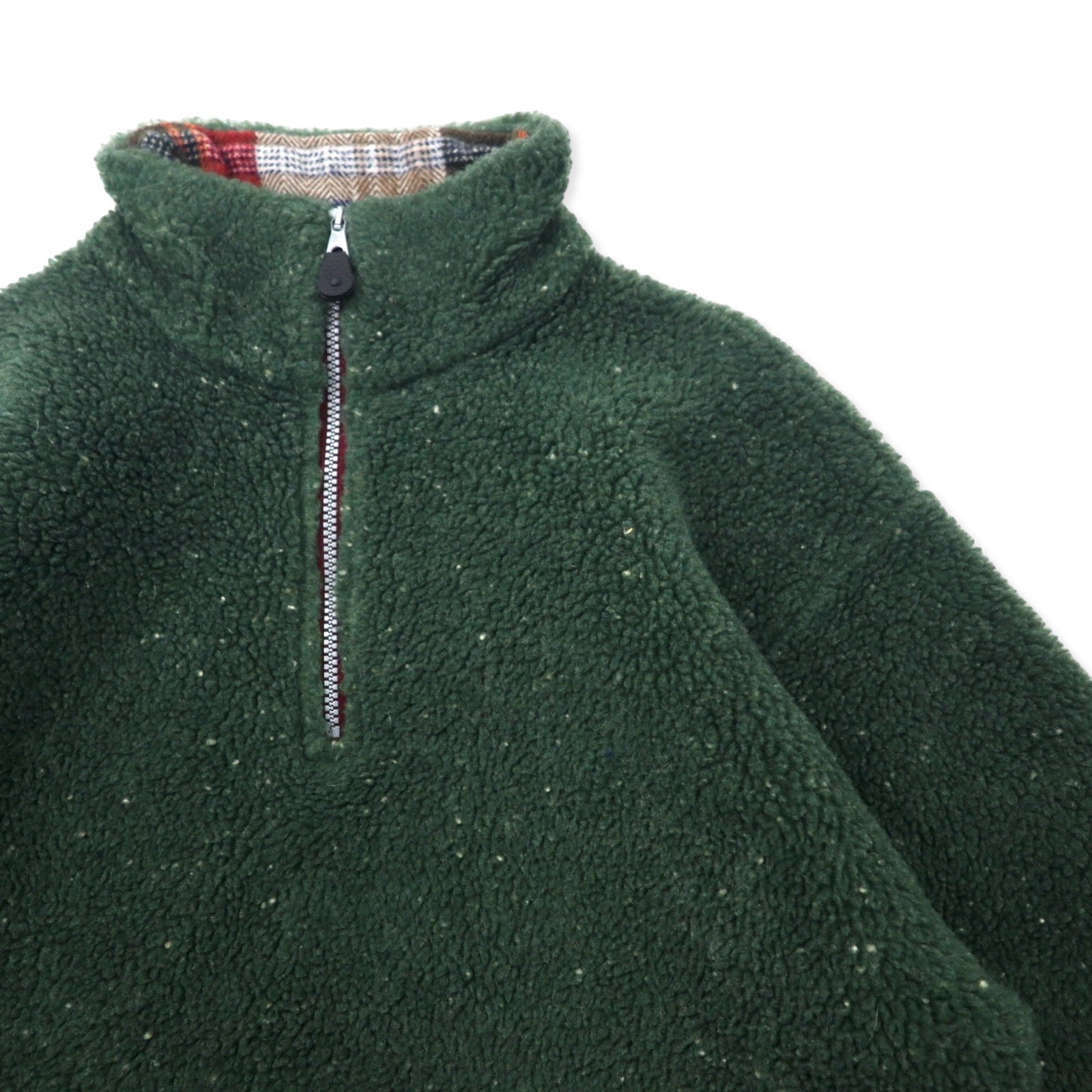 HUNTING WORLD Giacca in pile teddy con mezza zip Made in Italy S kaki poliestere ricamo logo sul retro