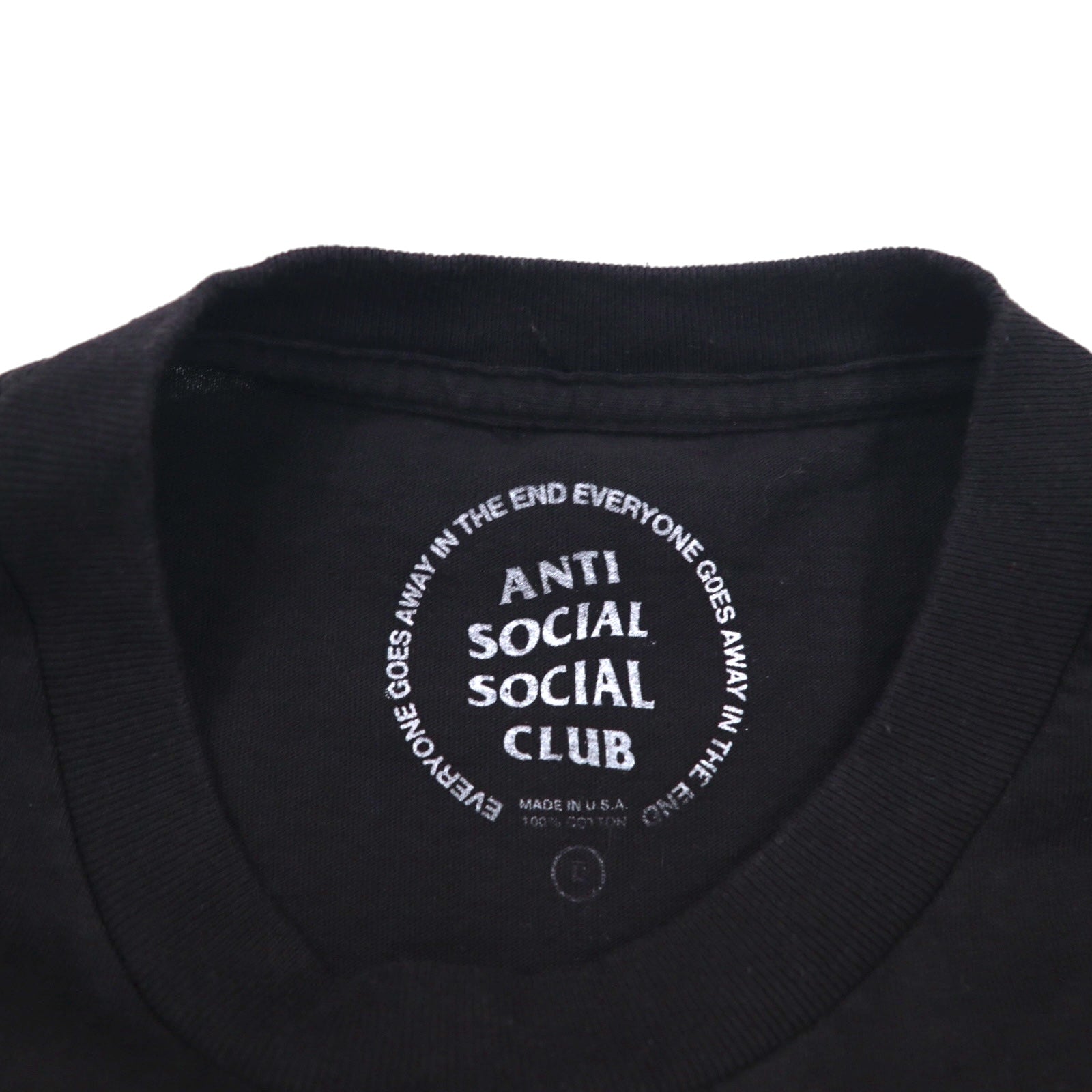 ANTI SOCIAL SOCIAL CLUB T-Shirt Stampa Posteriore Made in USA L Nero Cotone Logo