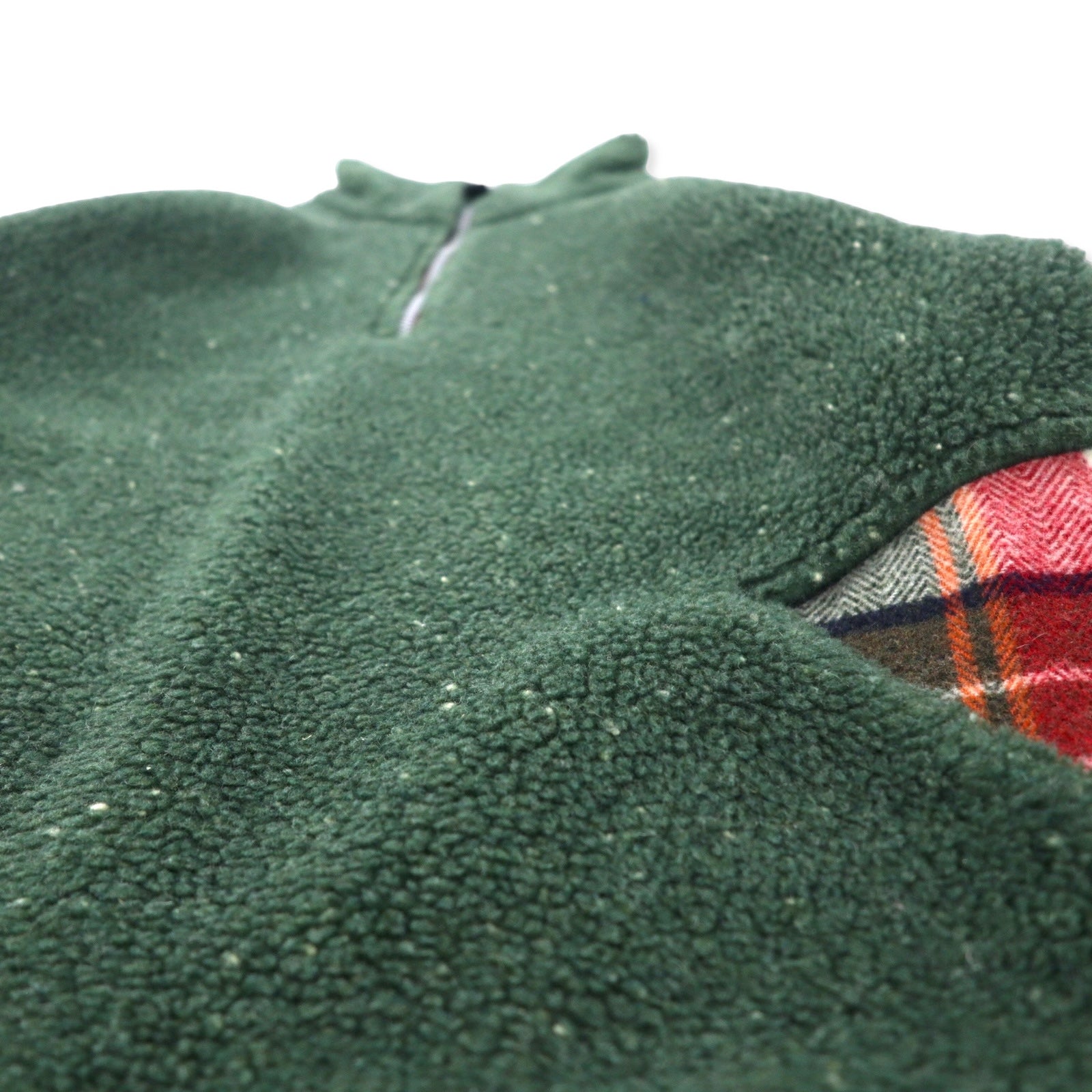 HUNTING WORLD Giacca in pile teddy con mezza zip Made in Italy S kaki poliestere ricamo logo sul retro
