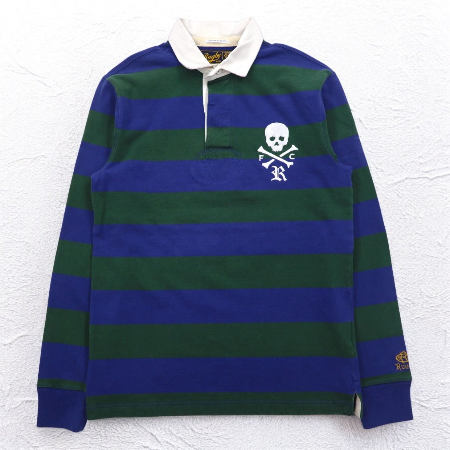 Rugby by RALPH LAUREN ボーダー ラガーシャツ M スカル 刺繍 VINTAGE SLIM FIT 0457067LMYH 未使用品