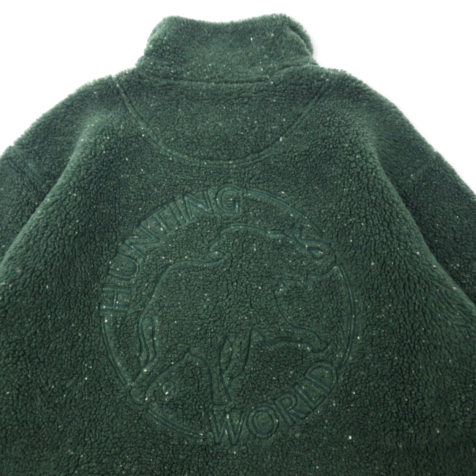 HUNTING WORLD Giacca in pile teddy con mezza zip Made in Italy S kaki poliestere ricamo logo sul retro