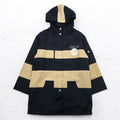 Anni '90 DON PELIENO Giacca in nylon con cappuccio XL nera, inserti in materiali diversi