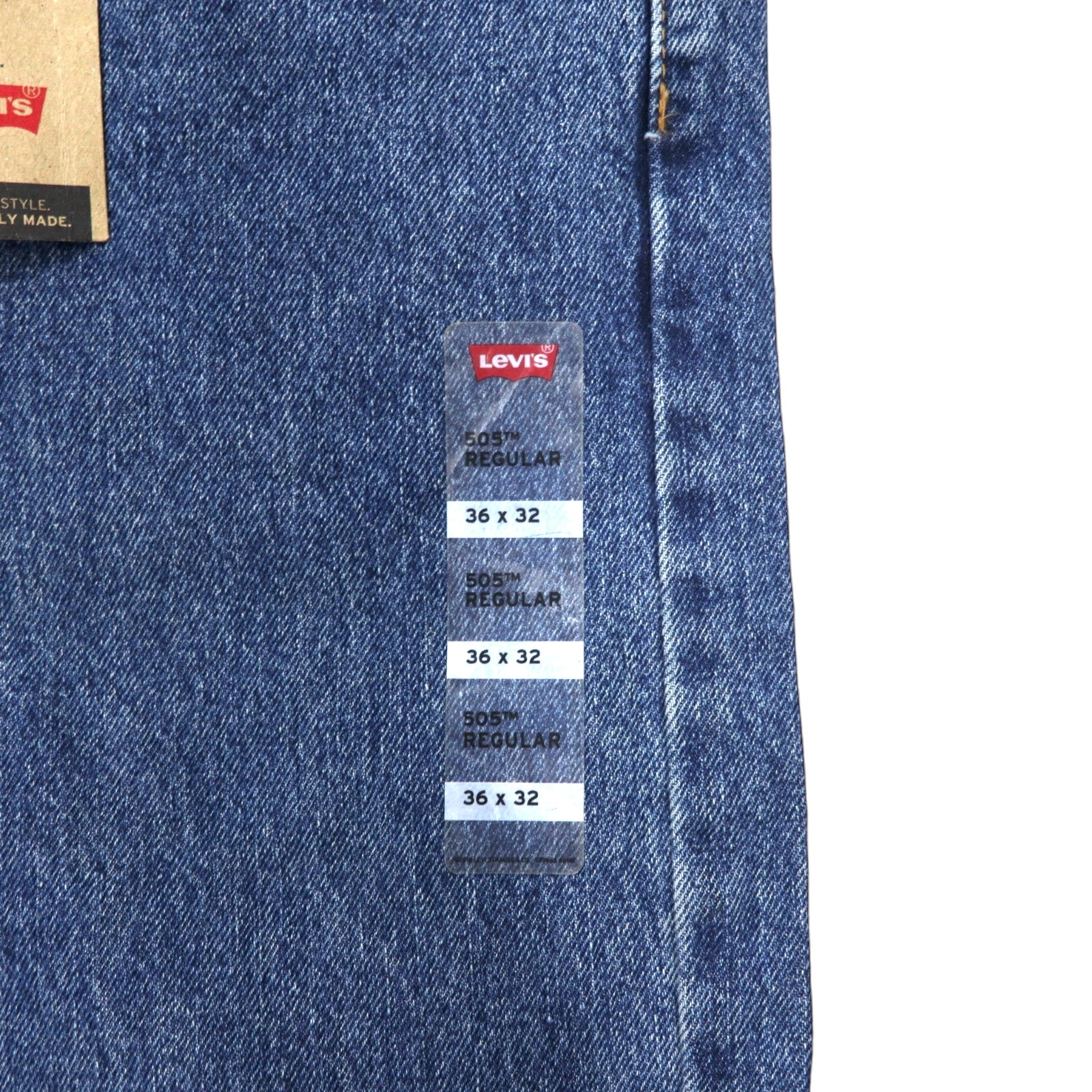 Jeans Levi's 505 regular straight in denim, taglia 36, blu, in cotone, chiusura con cerniera, articolo nuovo con etichette.