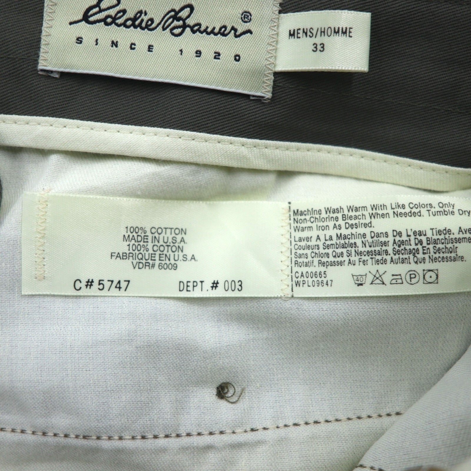 Eddie Bauer 90年代 USA製 2タック ワイド チノ スラックス パンツ M ベージュ コットン