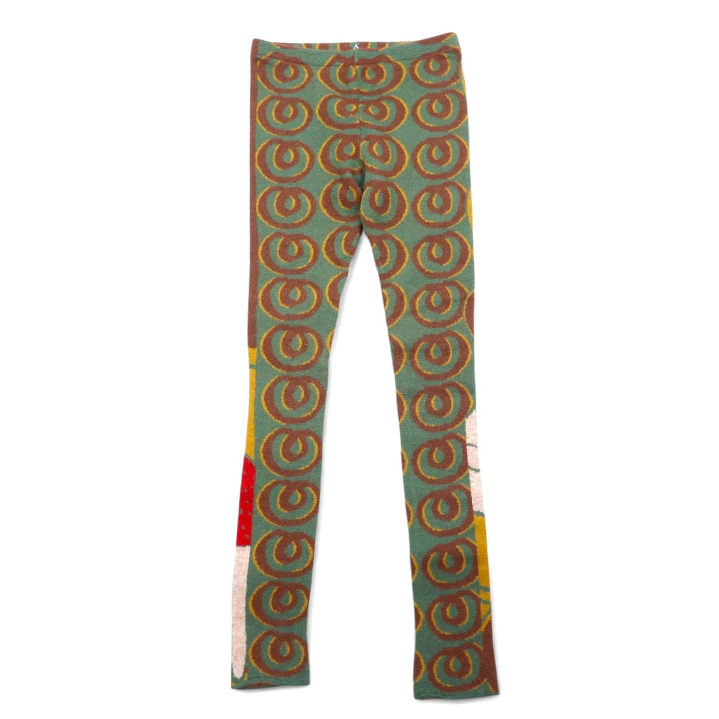 MASH Leggings Collant in Lana S Fantasia a Tutto Tondo Marrone Verde MS-0809WS-02C Fabbricato in Giappone
