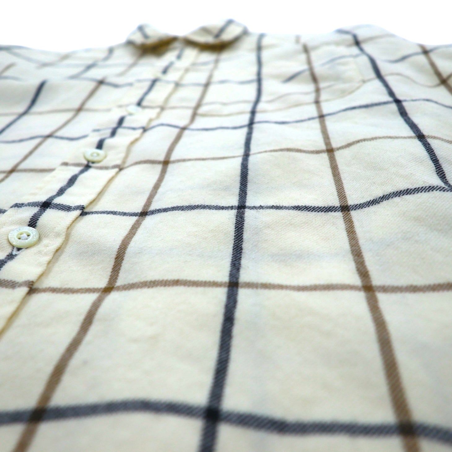 Burberrys anni '90 camicia di flanella vintage M a quadri beige lana Made in Japan