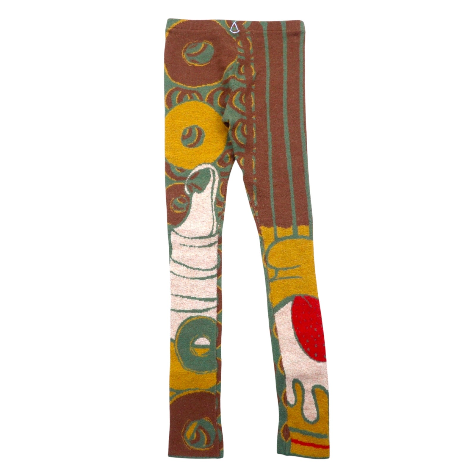 MASH Leggings Collant in Lana S Fantasia a Tutto Tondo Marrone Verde MS-0809WS-02C Fabbricato in Giappone