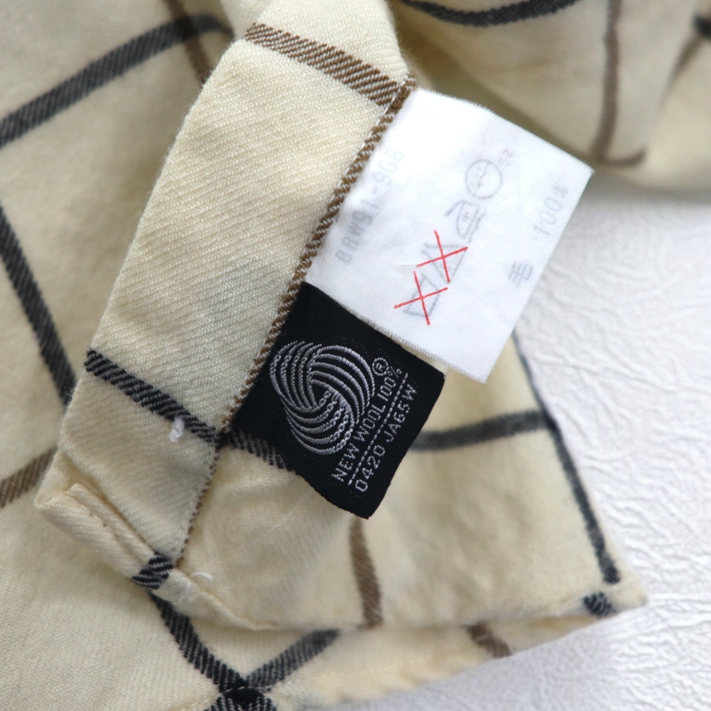 Burberrys anni '90 camicia di flanella vintage M a quadri beige lana Made in Japan