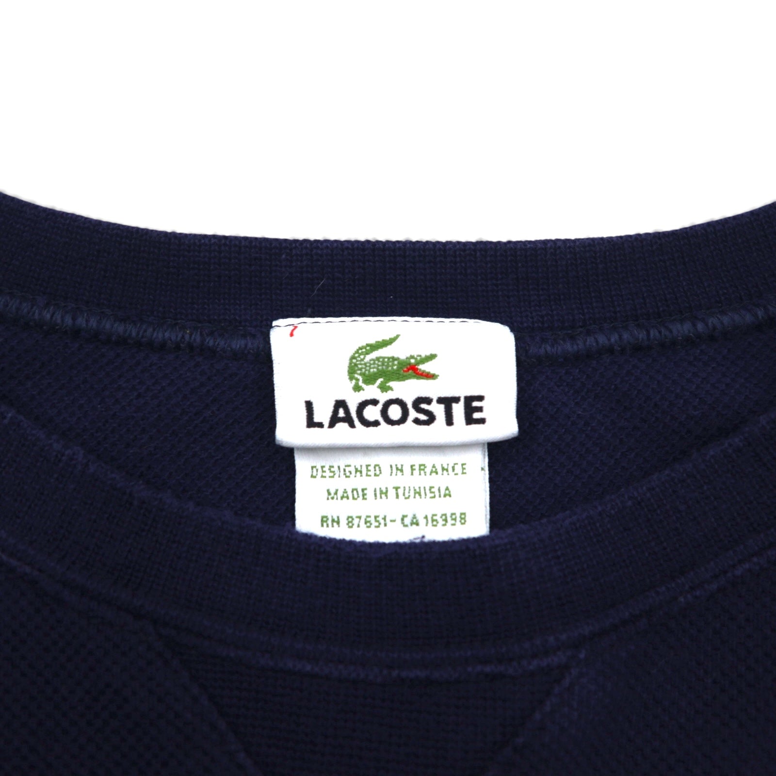 LACOSTE 鹿の子 前V スウェット トレーナー L ネイビー F5191 DESIGNED IN FRANCE