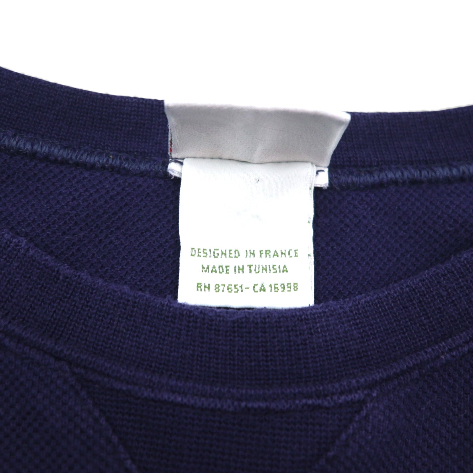 LACOSTE 鹿の子 前V スウェット トレーナー L ネイビー F5191 DESIGNED IN FRANCE