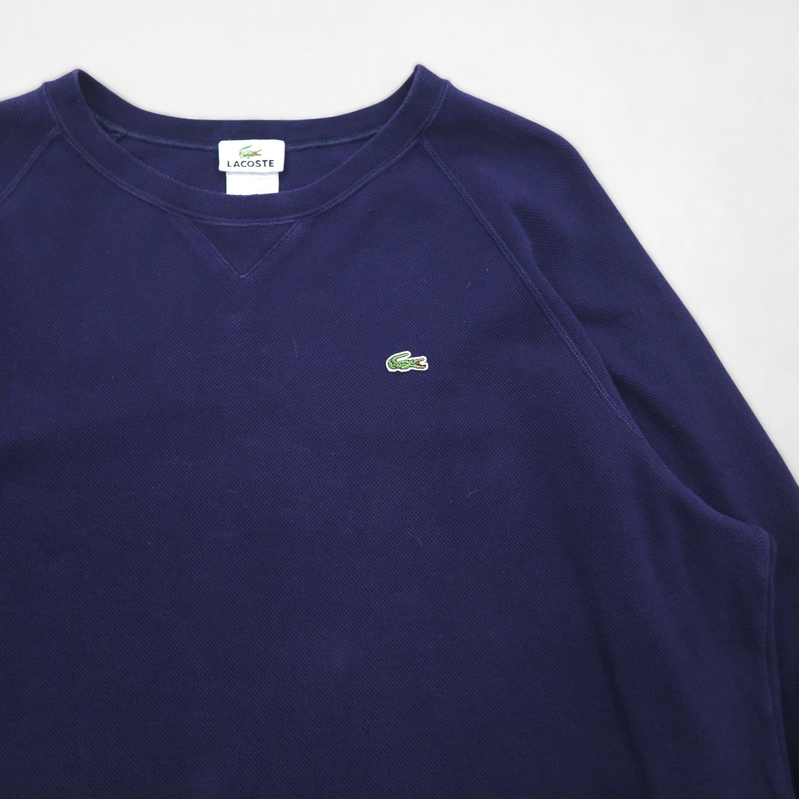 LACOSTE 鹿の子 前V スウェット トレーナー L ネイビー F5191 DESIGNED IN FRANCE