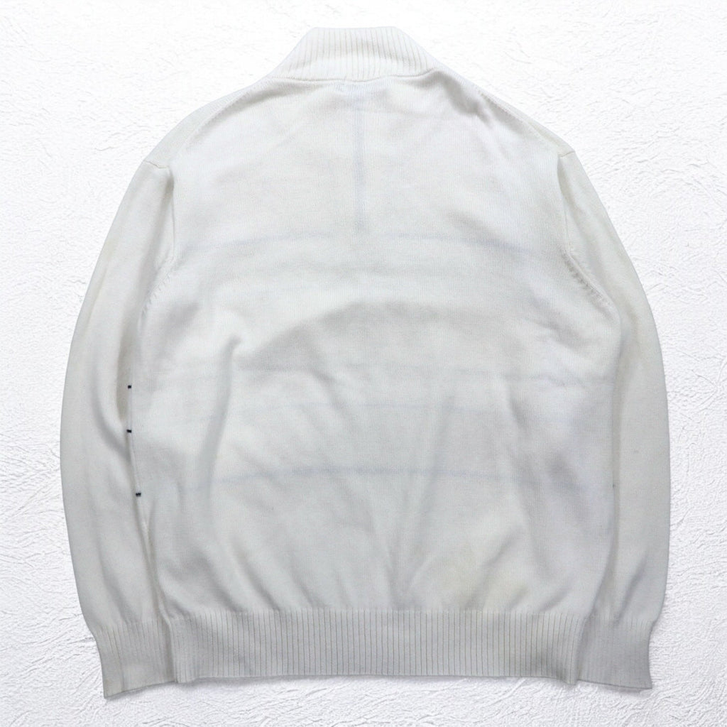 CHAPS ハーフボタン コットンニット セーター XL ホワイト ボーダー
