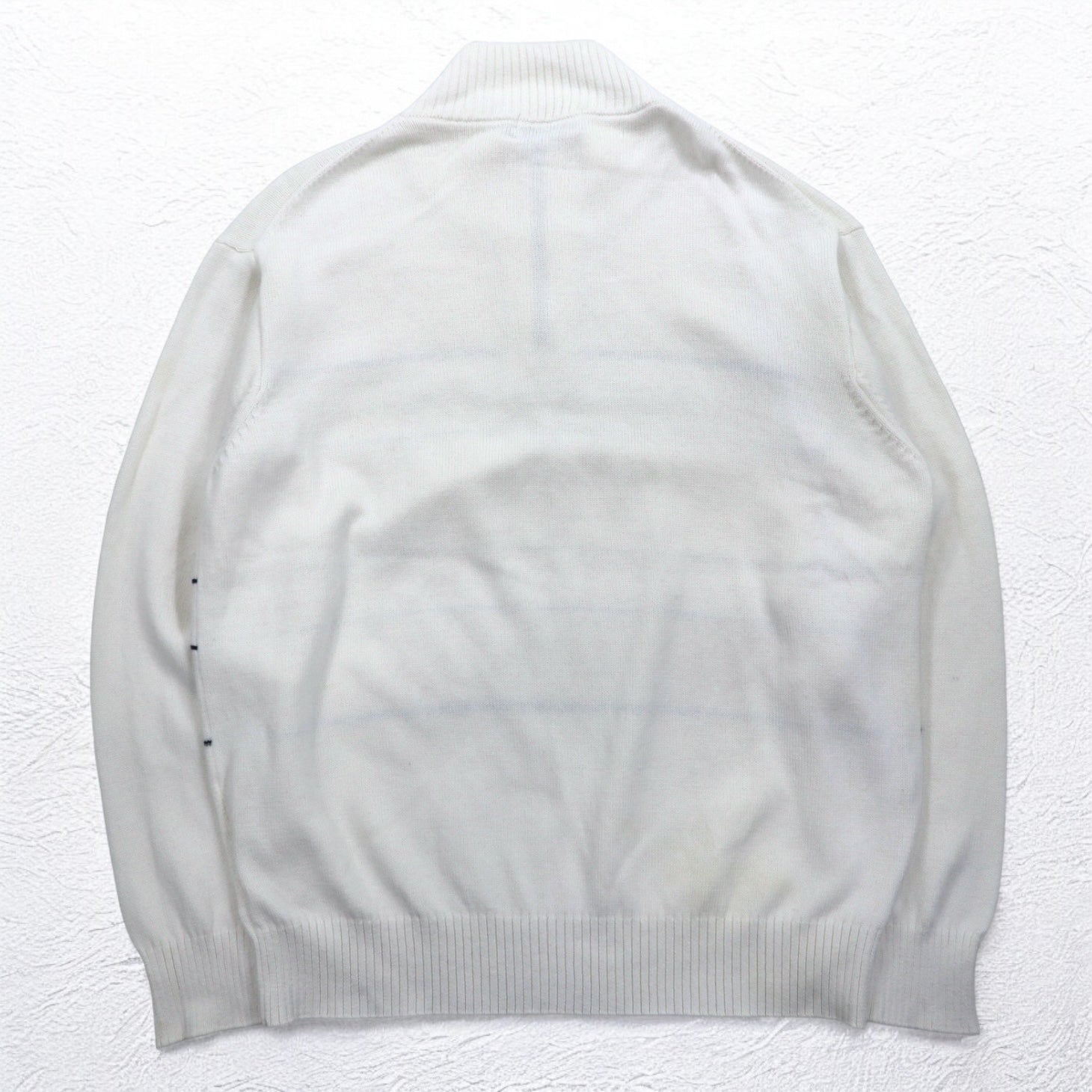 CHAPS Maglione in cotone a mezza abbottonatura XL Bianco a righe
