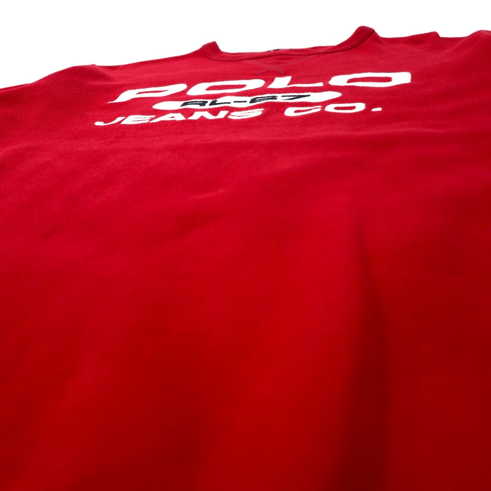 POLO JEANS COMPANY RALPH LAUREN anni '90 Felpa L Rossa Cotone Interno felpato Taglia grande