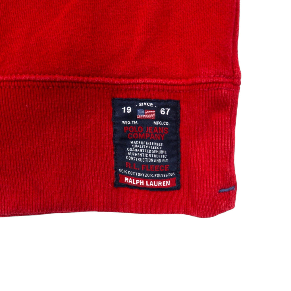POLO JEANS COMPANY RALPH LAUREN anni '90 Felpa L Rossa Cotone Interno felpato Taglia grande