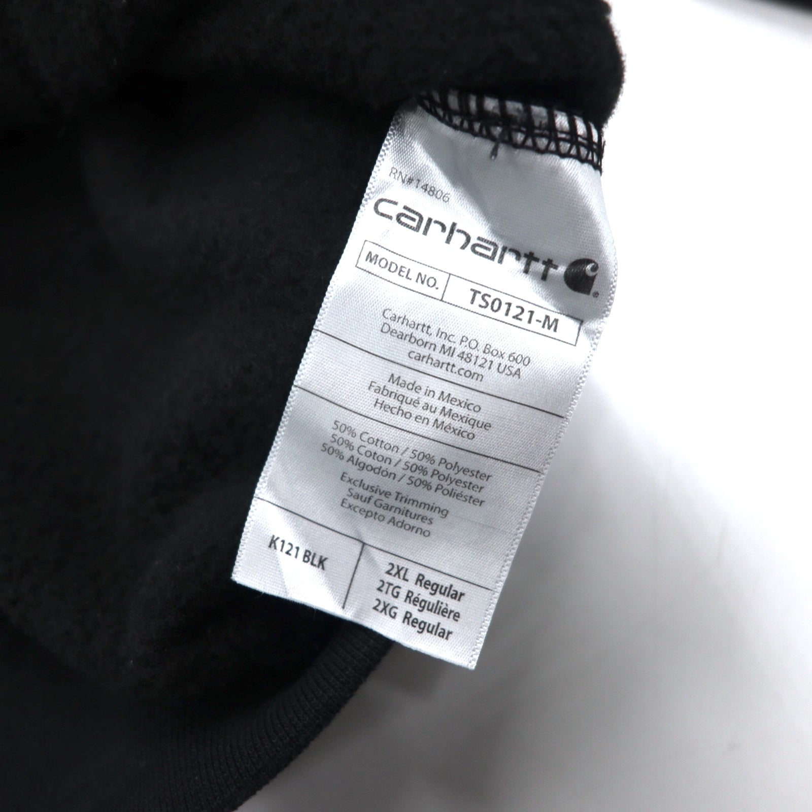 Carhartt Felpa con cappuccio a vestibilità ampia 2XL Nera con interno felpato Midweight Hooded Sweatshirt K121 BLK Fabbricata in Messico
