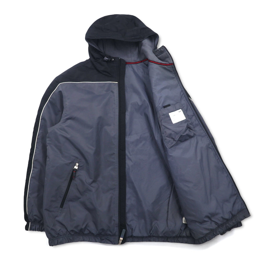 NIKE Giacca in nylon anni 2000 Insulation Hoodie L Argento Imbottita Logo Swoosh