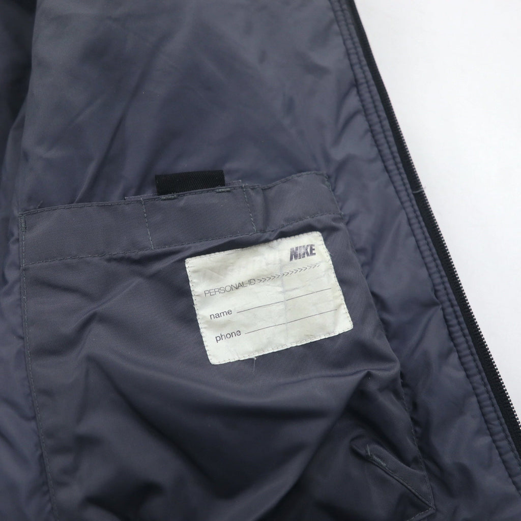 NIKE Giacca in nylon anni 2000 Insulation Hoodie L Argento Imbottita Logo Swoosh