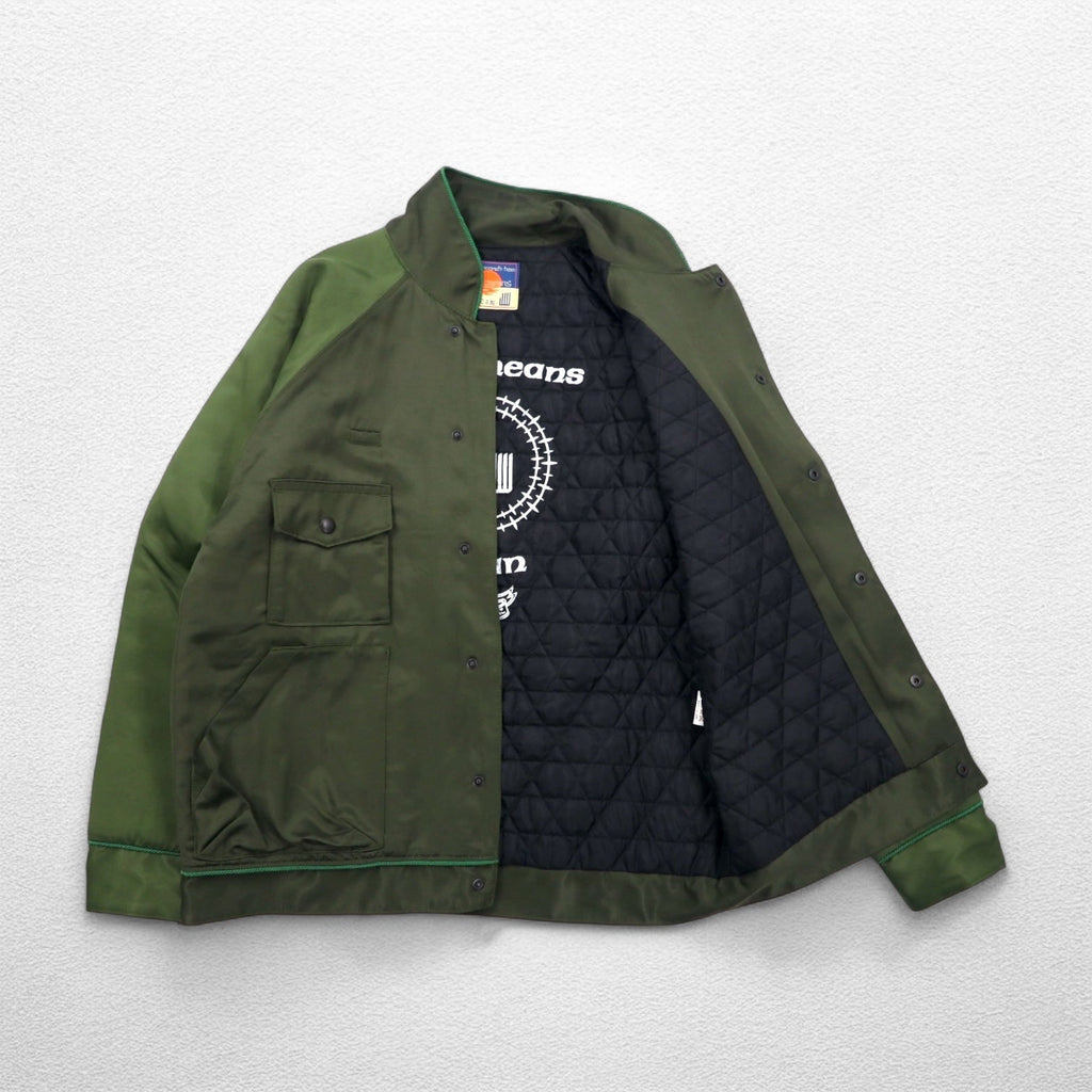 blackmeans 諸行無常 スーベニアジャケット スカジャン L カーキ レーヨン 中綿 PANTA RHEI 日本製