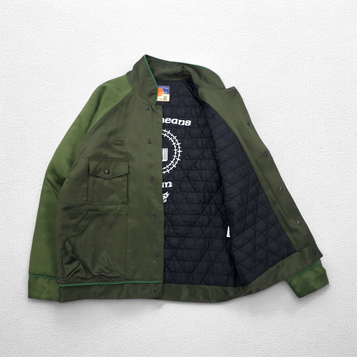blackmeans Shogyo Mujo giacca souvenir Souvenir Jacket L cachi rayon imbottitura PANTA RHEI Prodotto in Giappone
