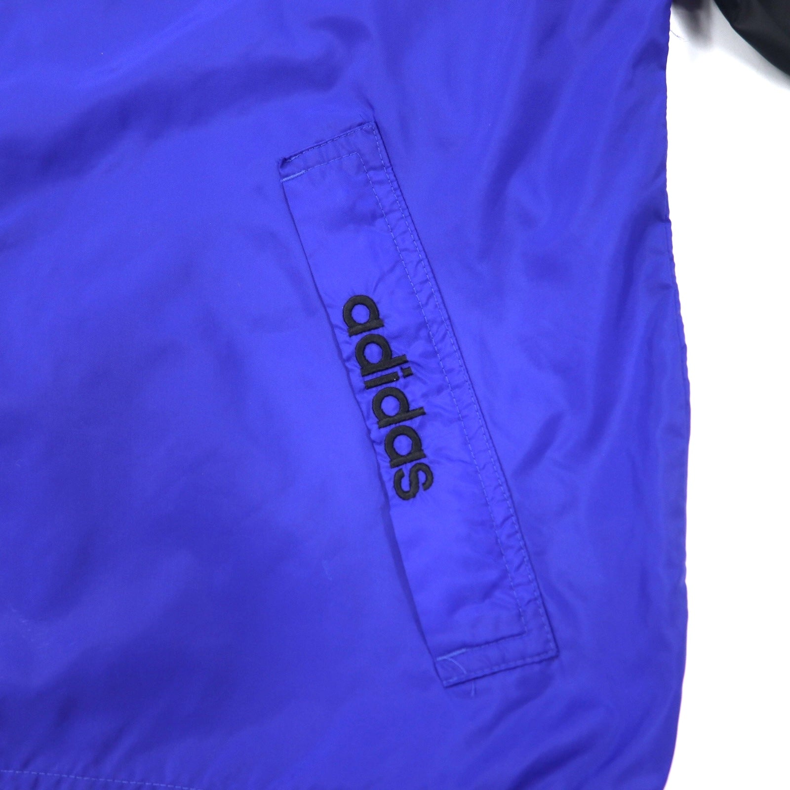 Adidas Giacca a vento anni '90, taglia L, blu, 3 strisce, etichetta a bandiera, oversize