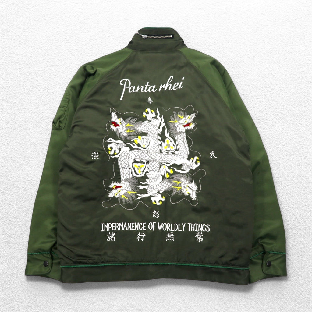 blackmeans 諸行無常 スーベニアジャケット スカジャン L カーキ レーヨン 中綿 PANTA RHEI 日本製