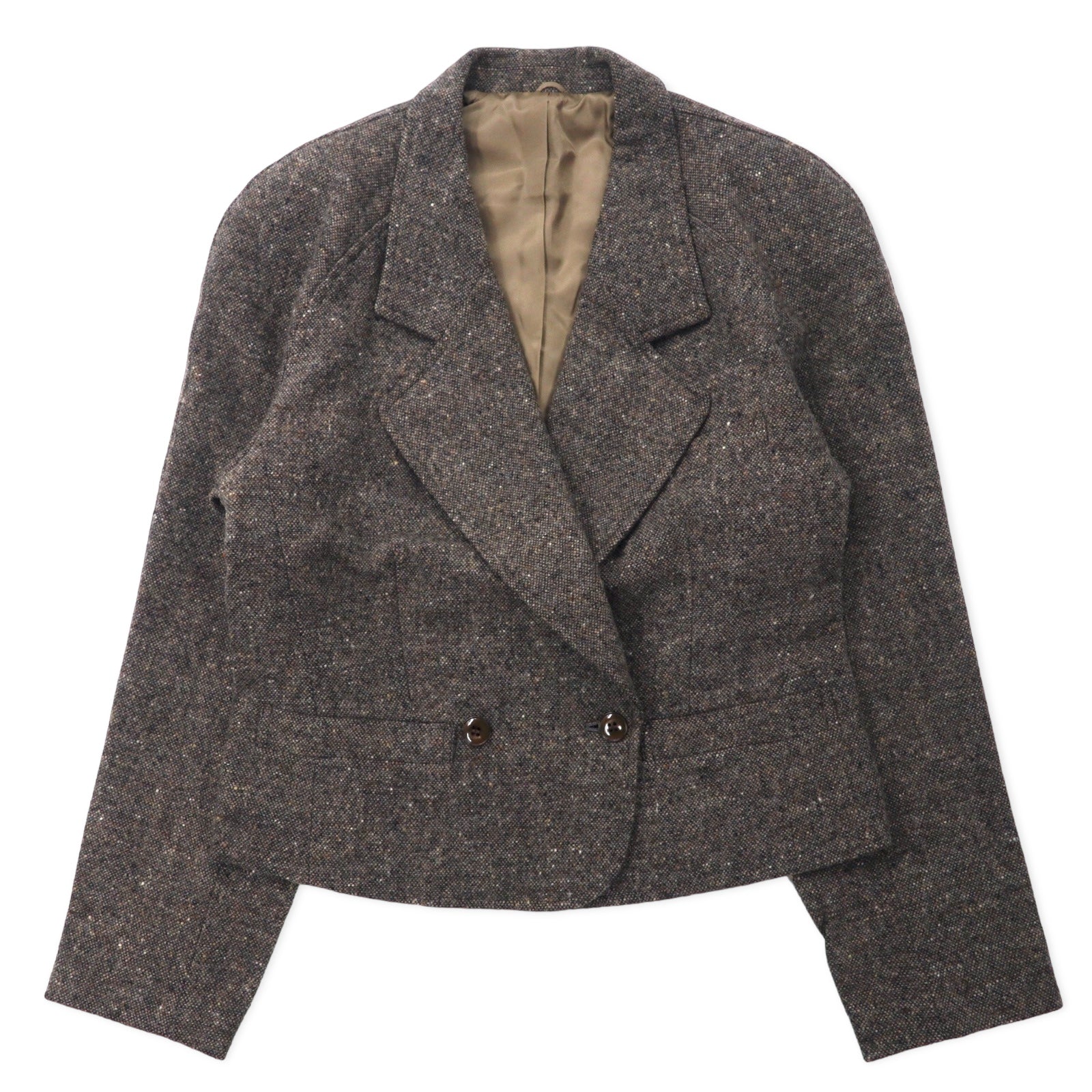 KENZO Giacca sartoriale doppiopetto in tweed M Marrone Lana Vintage Prodotta in Giappone