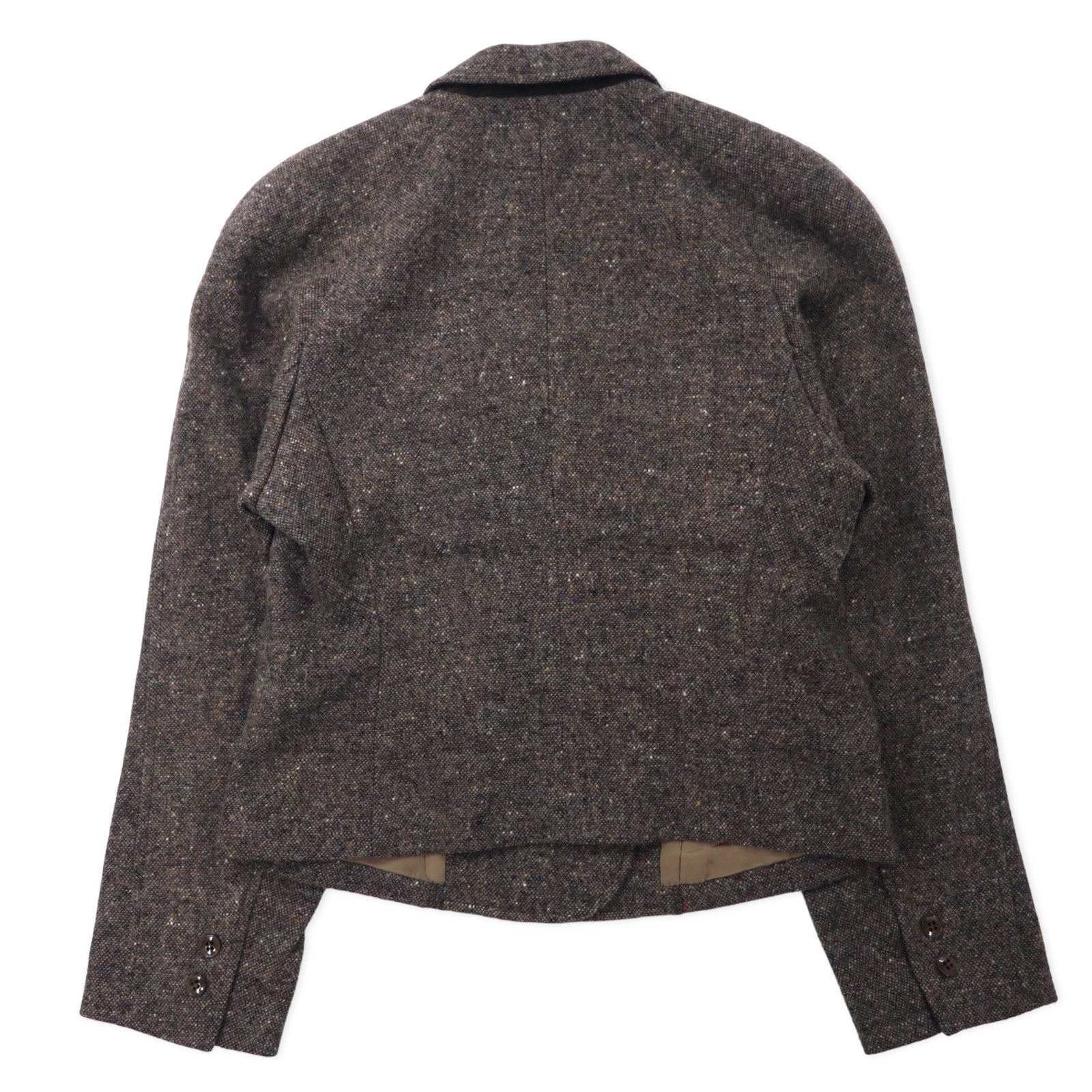KENZO Giacca sartoriale doppiopetto in tweed M Marrone Lana Vintage Prodotta in Giappone