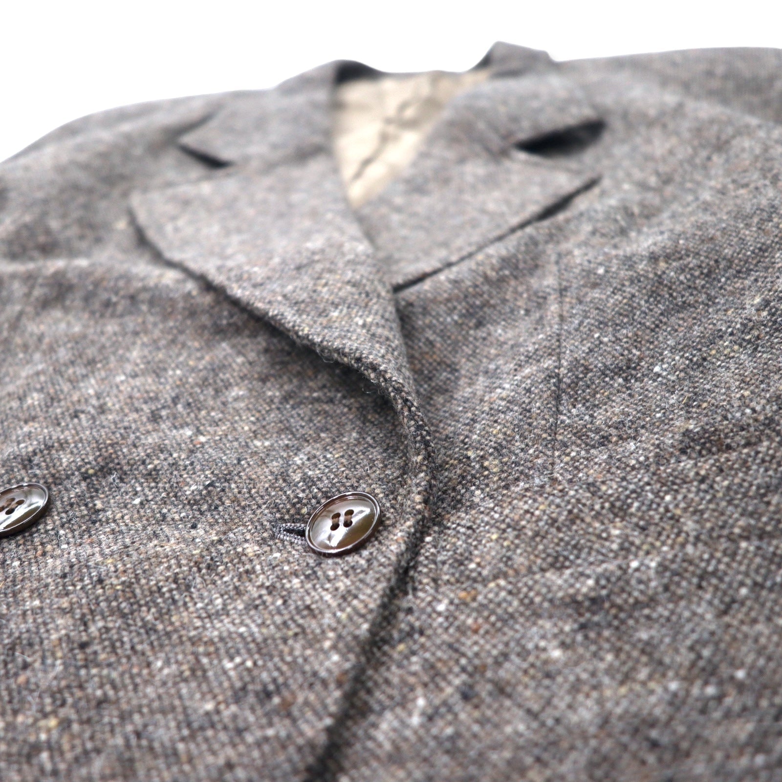 KENZO Giacca sartoriale doppiopetto in tweed M Marrone Lana Vintage Prodotta in Giappone