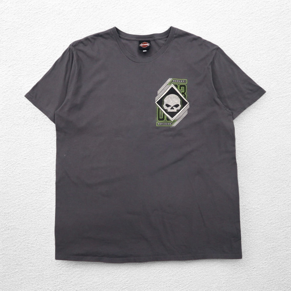 T-shirt HARLEY DAVIDSON stampa teschio 2XL grigio cotone ALAMO CITY Made in Haiti