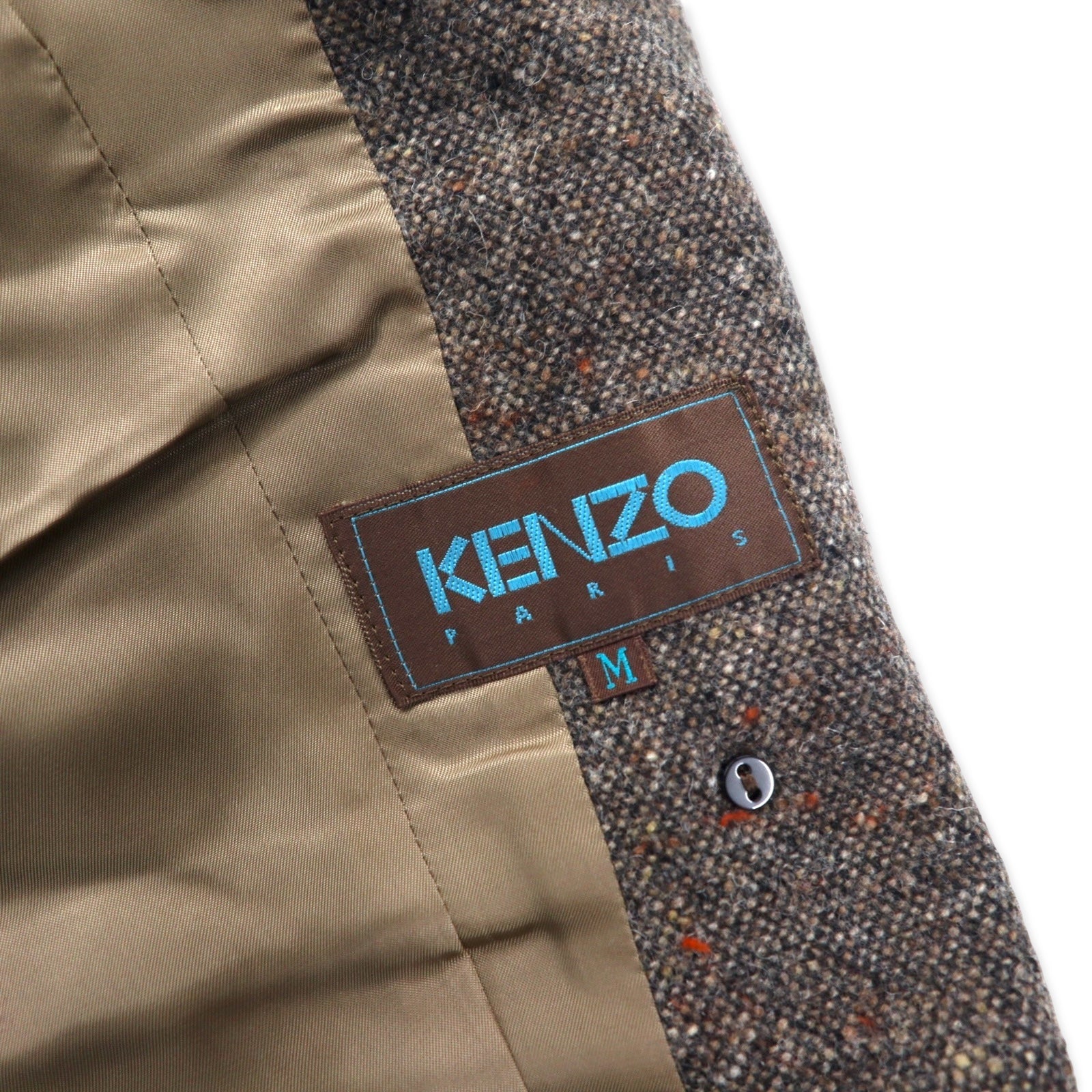 KENZO Giacca sartoriale doppiopetto in tweed M Marrone Lana Vintage Prodotta in Giappone