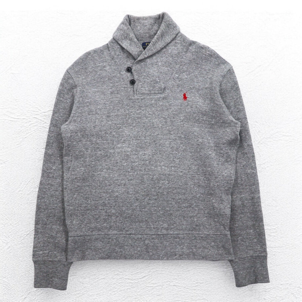 POLO RALPH LAUREN ショールカラー スウェット S グレー スモールポニー 刺繍 スリランカ製