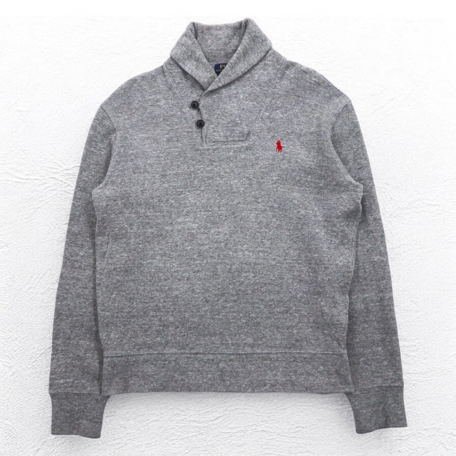 POLO RALPH LAUREN ショールカラー スウェット S グレー スモールポニー 刺繍 スリランカ製