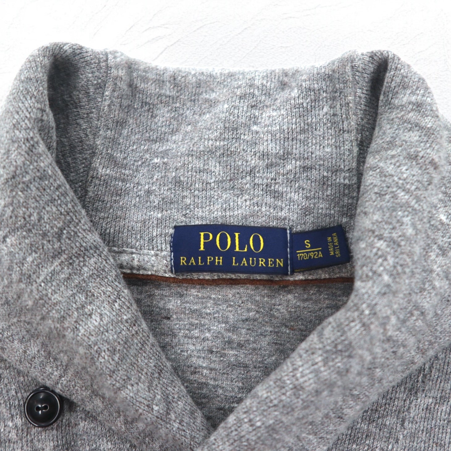 POLO RALPH LAUREN ショールカラー スウェット S グレー スモールポニー 刺繍 スリランカ製
