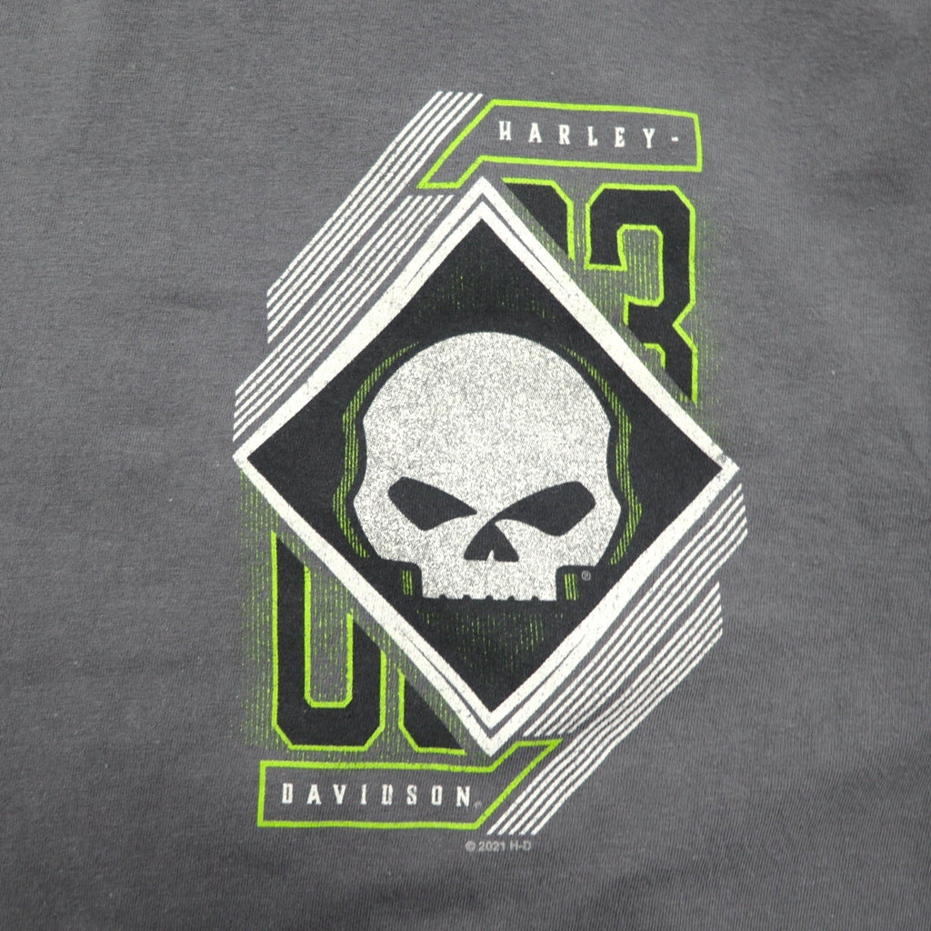 T-shirt HARLEY DAVIDSON stampa teschio 2XL grigio cotone ALAMO CITY Made in Haiti