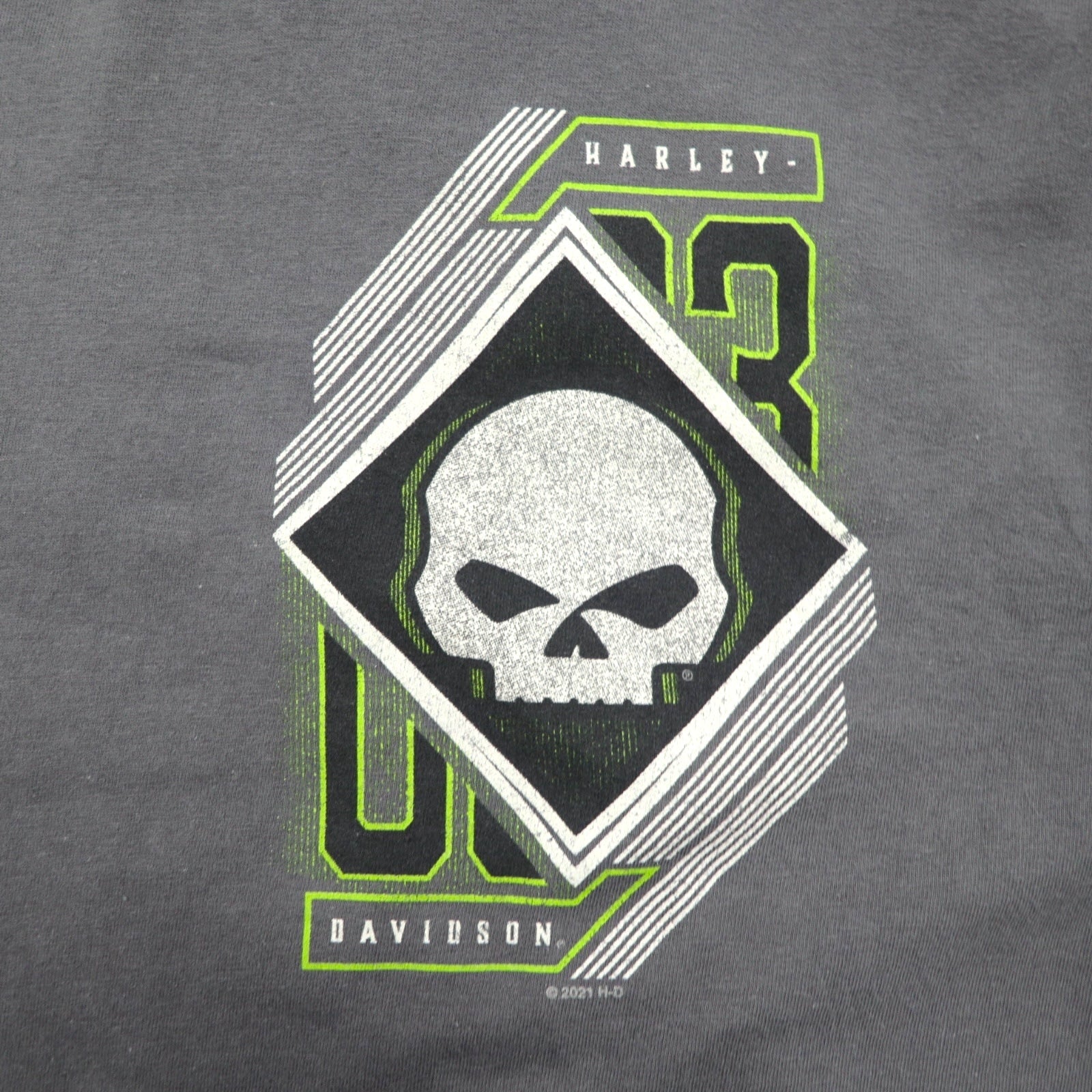 T-shirt HARLEY DAVIDSON stampa teschio 2XL grigio cotone ALAMO CITY Made in Haiti
