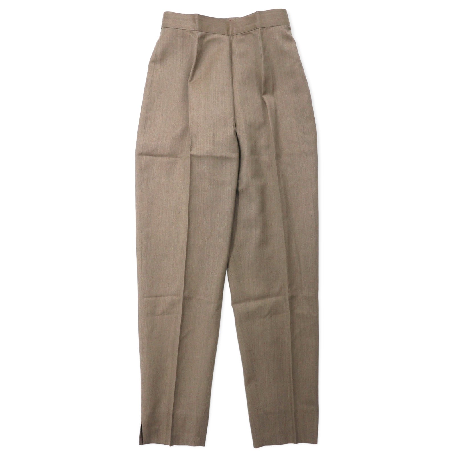 KENZO Pantaloni a sigaretta ampi con piega centrale 2 Beige Misto lana e seta Vintage Made in Japan