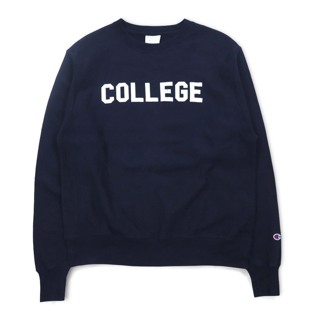 Champion Reverse Weave REVERSE WEAVE Felpa XL Blu navy Stampa COLLEGE Etichetta blu Ri-edizione Fatta a El Salvador